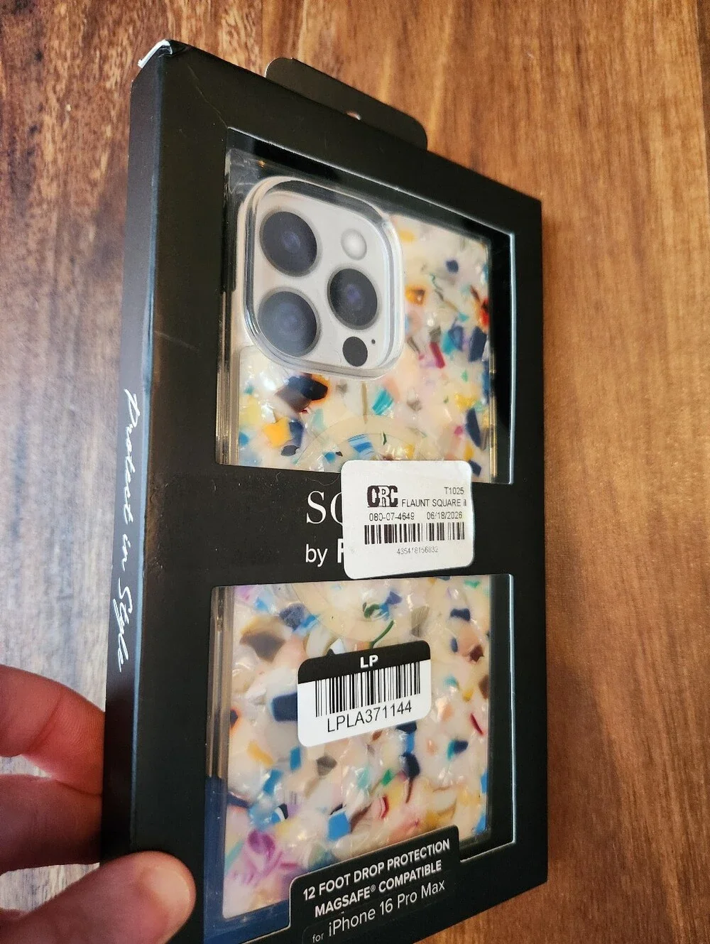 Flaunt SQUARE Rainbow Confetti Tortoise Shell iPhone 16 Pro Max Case, NWT